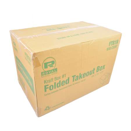 Amercareroyal Royal 4.38"x3.5"x2.5" #1 Kraft Folded Takeout Box, PK450 FTB1N